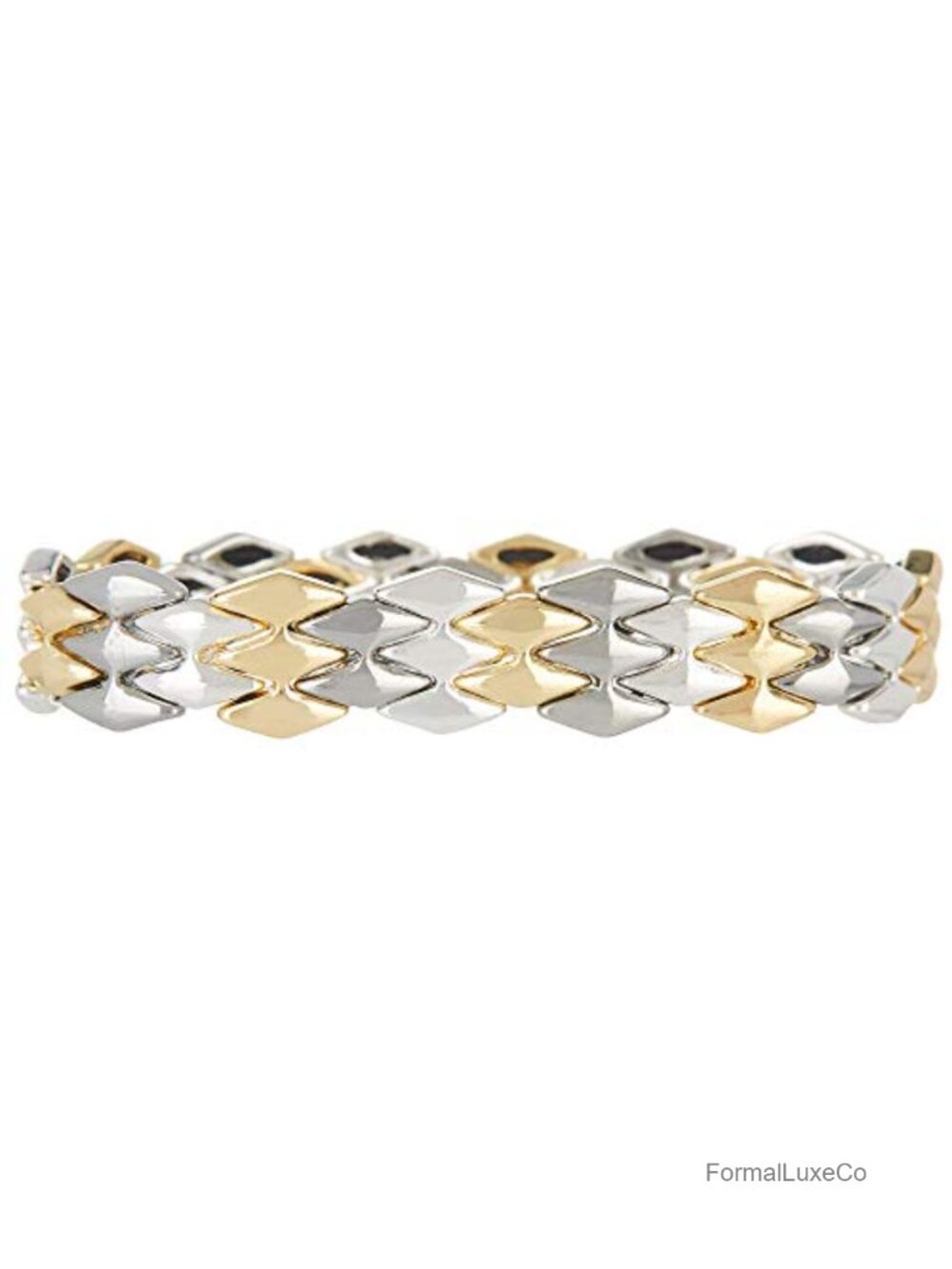 Stackable Stretch Bangle Bracelet Tri Tone Metal